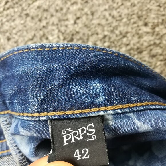 PRPS Jeans Bruised Never Broken Indigo Distressed 42x35 (Fits 44x35) - Picture 6 of 13